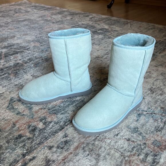 Womens UGG Boots Sz 7 Baby Blue Vintage Classic Short Suede Festival Rare - Picture 9 of 16